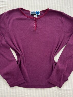 Derek Heart Burgundy Henley Top with Heart Logo